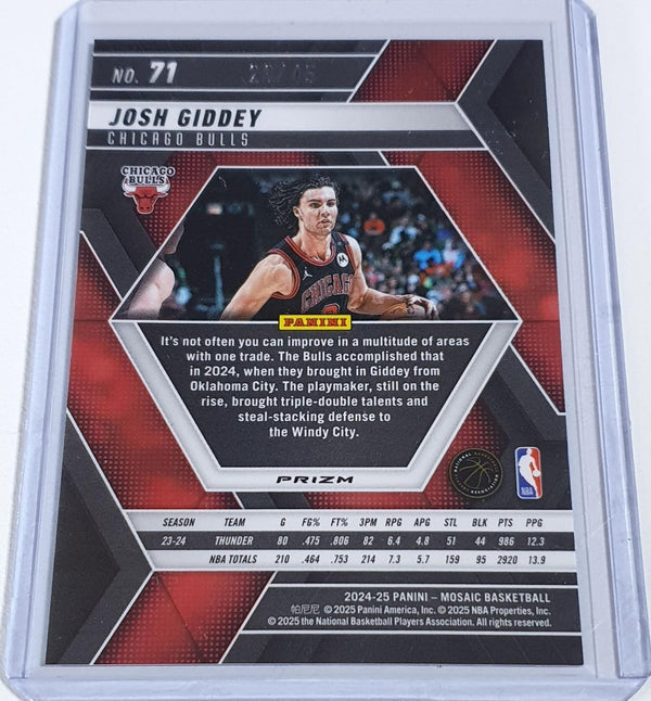 2024 Panini Mosaic Josh Giddey #71 BLUE CHOICE /45 Holo (Bulls) - Ready to Grade
