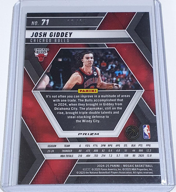 2024 Panini Mosaic Josh Giddey #71 FAST BREAK BLUE /85 Holo (Bulls) - Rare