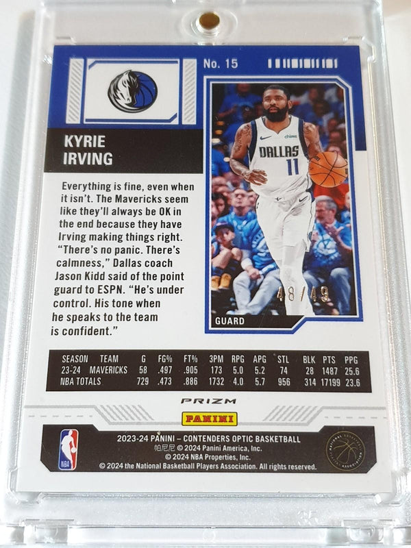 2023 Panini Contenders Optic Kyrie Irving #15 ORANGE /49 Holo - Ready to Grade