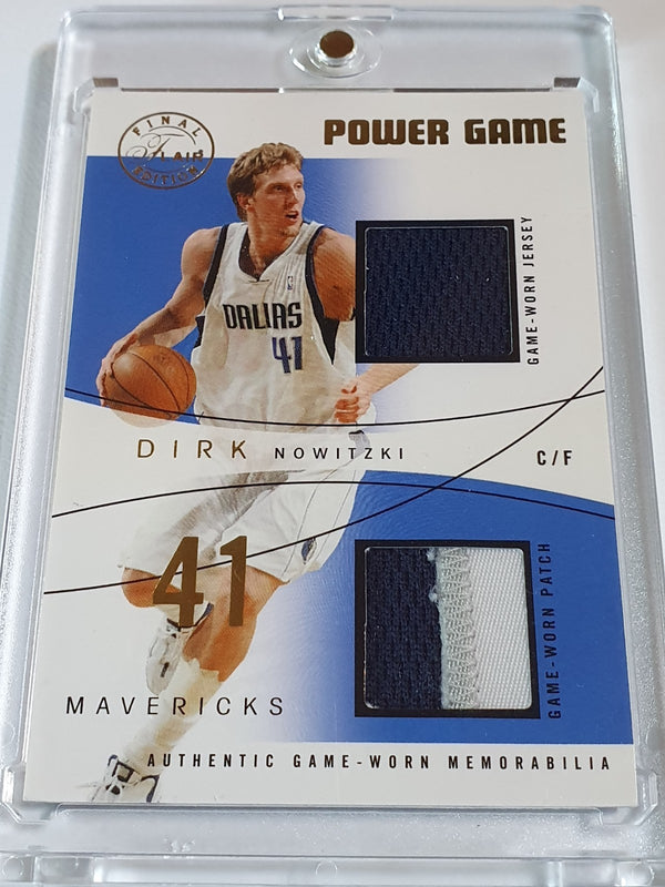 2003 Flair Final Edition Dirk Nowitzki #PATCH /41 Game Worn Dual Jerseys - Rare
