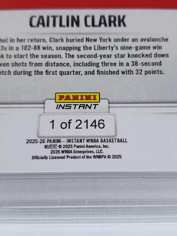 2025 Panini Instant WNBA Caitlin Clark #68 /2146 - PSA 10 (Low POP)