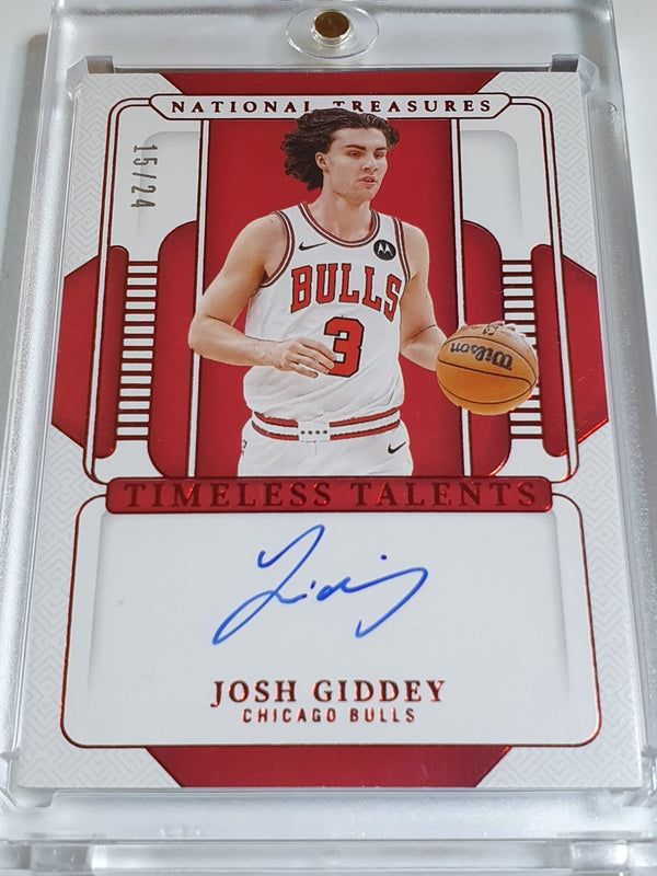 2024 Panini National Treasures Josh Giddey AUTO RED /24 Foil On Card Autograph