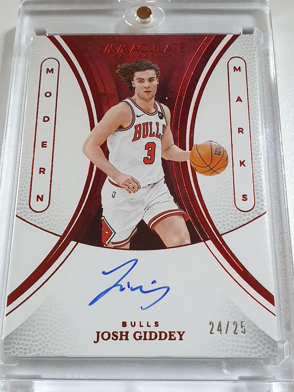 2024 Panini Immaculate Josh Giddey AUTO RED /25 - On Card Autograph (Bulls)