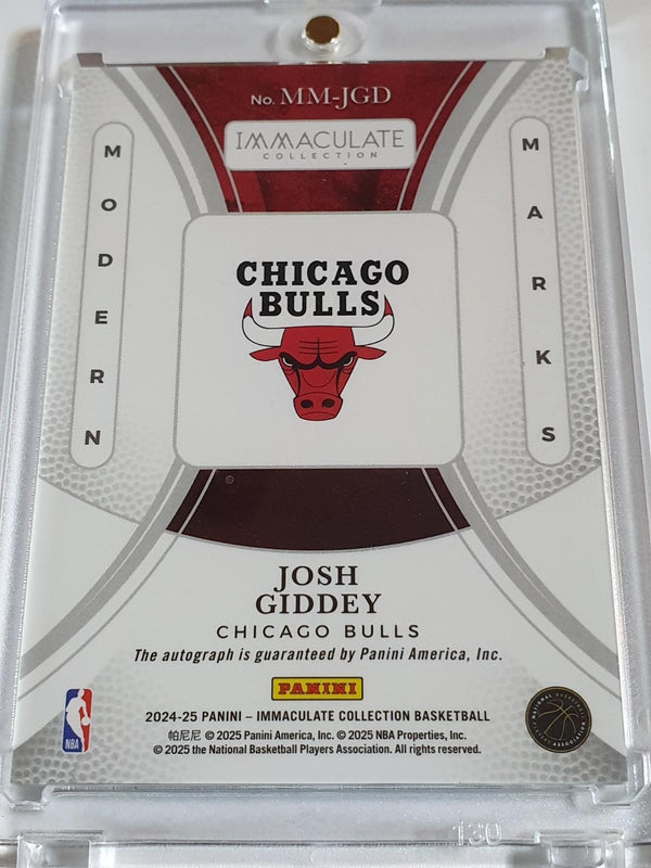2024 Panini Immaculate Josh Giddey AUTO RED /25 - On Card Autograph (Bulls)