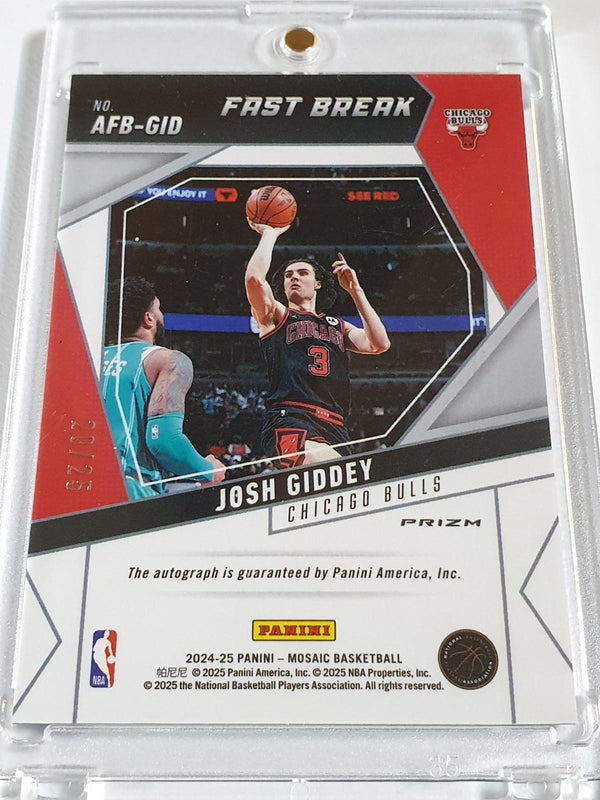 2024 Panini Mosaic Josh Giddey AUTO FAST BREAK BLUE /25 Holo Autographs - Bulls