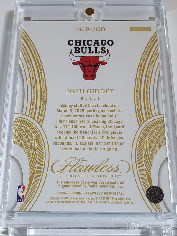 2024 Flawless Josh Giddey #PATCH SILVER /25 Game Worn 3 Color Bulls Jersey
