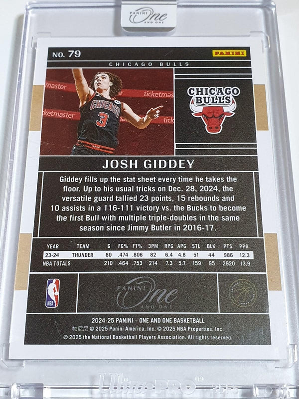 2024 Panini One and One Josh Giddey #79 WHITE /7 Holo FOTL (Bulls) - Sealed