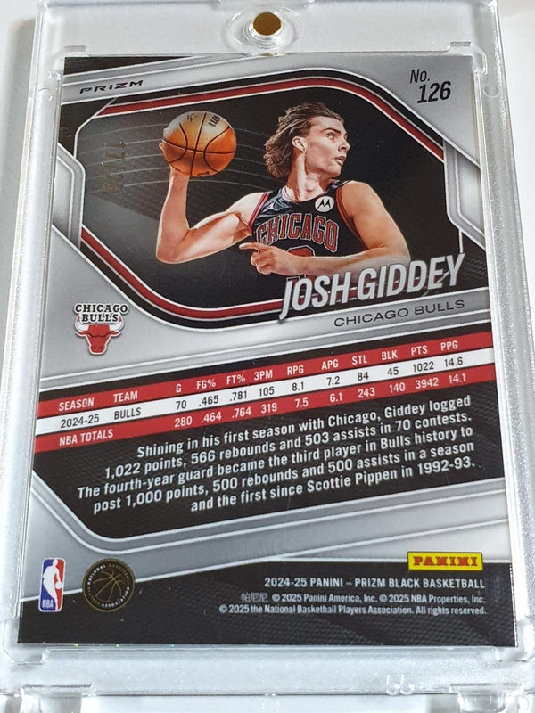 2024 Panini Prizm Black Josh Giddey #126 MOJO /25 Holo (Bulls) - Ready to Grade