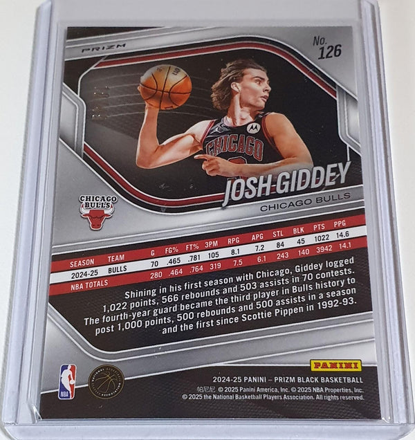 2024 Panini Prizm Black Josh Giddey #126 ORANGE /49 Holo Bulls - Ready to Grade