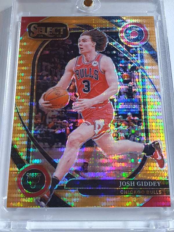 2024 Panini Select Josh Giddey #238 PULSAR NEON ORANGE 18/18 Holo FOTL (Bulls)