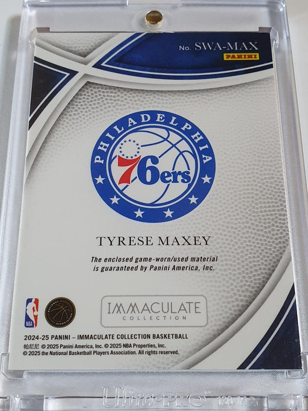 2024 Panini Immaculate Tyrese Maxey #PATCH GOLD /10 Game Worn 3 Color Jersey