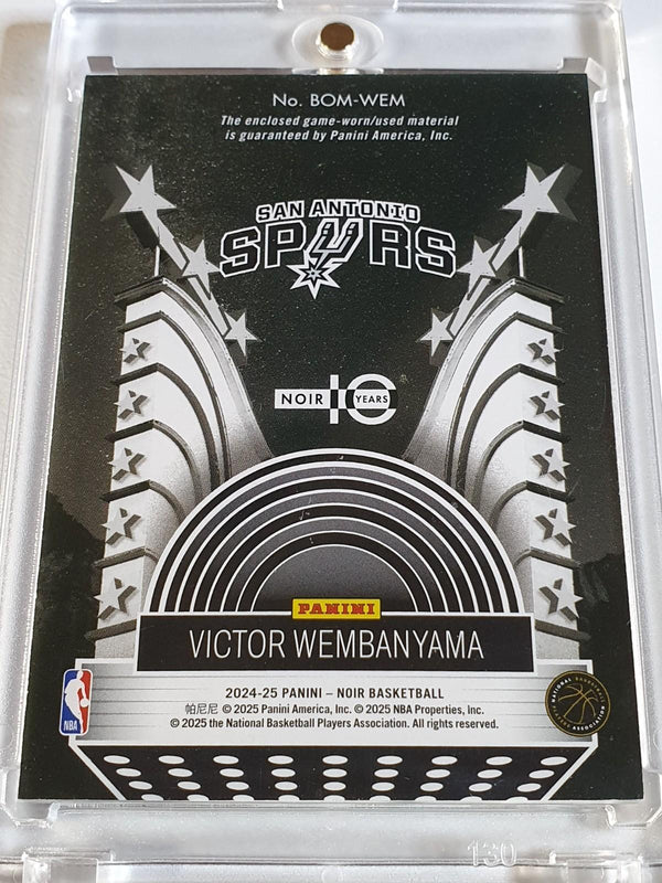 2024 Panini Noir Victor Wembanyama #PATCH /99 Game Worn Jersey - Rare