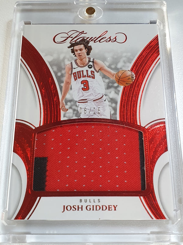 2024 Flawless Josh Giddey #PATCH RUBY /15 Game Worn 2 Color Bulls Jersey - Rare