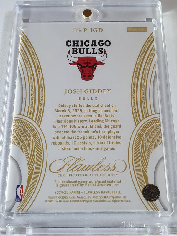 2024 Flawless Josh Giddey #PATCH RUBY /15 Game Worn 2 Color Bulls Jersey - Rare