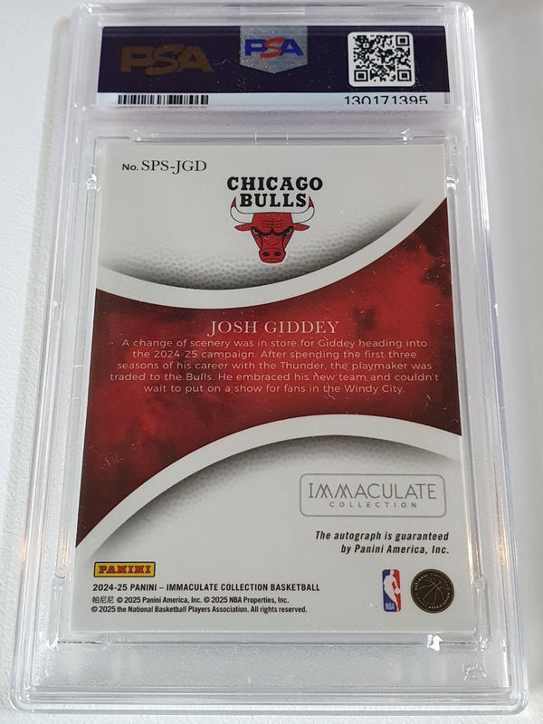 2024 Immaculate Josh Giddey AUTO GREEN 5/5 On Card Autograph PSA 9 (POP 1) Bulls