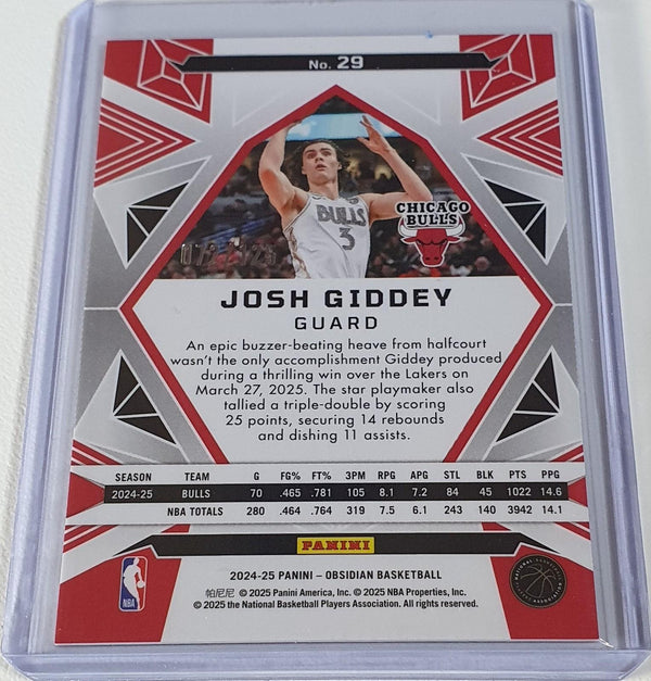 2024 Obsidian Josh Giddey #29 ELECTRIC ETCH ORANGE FLOOD /125 Holo (Bulls)