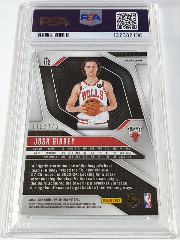2024 Panini Prizm Josh Giddey #112 WHITE /175 Holo (Bulls) - PSA 9 (POP 1)