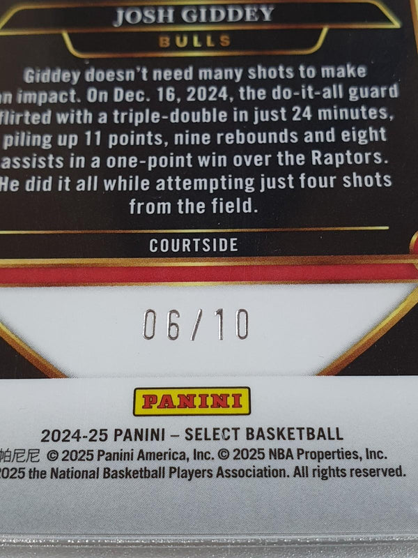 2024 Panini Select Josh Giddey #238 GOLD /10 Holo (Bulls) - Ready to Grade
