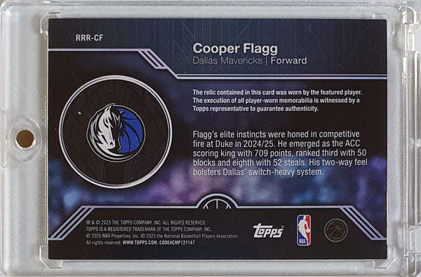 2025 Topps Cooper Flagg Rookie #PATCH Player Worn Jersey RC - Ready to Grade