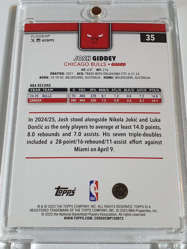 2025 Topps Flagship Josh Giddey #35 DIAMANTE GOLD /50 Holo (Bulls) - Rare