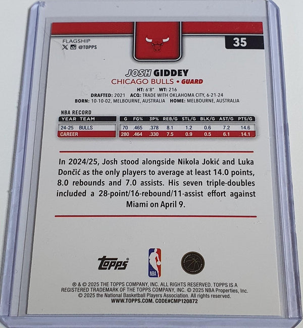 2025 Topps Basketball Josh Giddey #35 VICTORY Holo (Bulls) - Ready to Grade