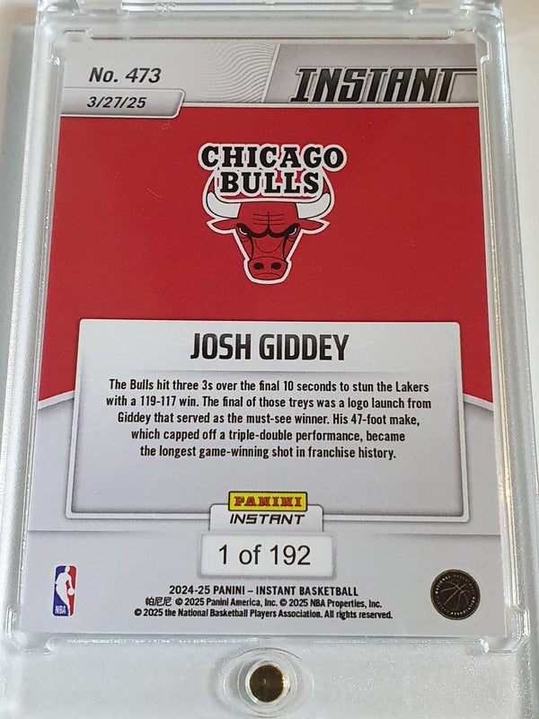 2024 Panini Instant Josh Giddey #473 /192 Splash of Ages (Bulls) - Rare