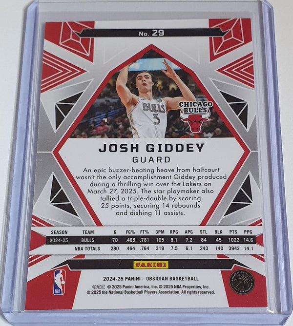 2024 Obsidian Josh Giddey #29 ELECTRIC ETCH RED FLOOD Holo (Bulls) - Rare
