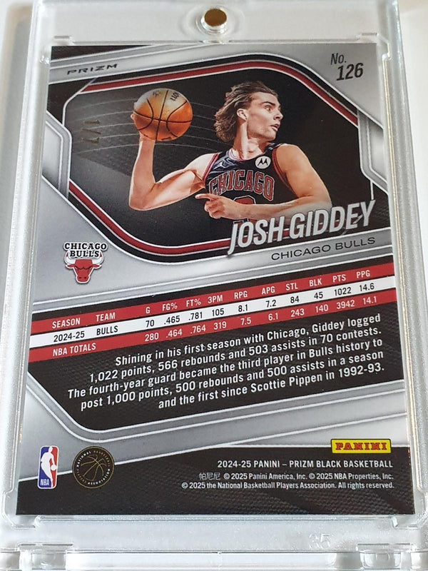2024 Panini Prizm Black Josh Giddey #126 GREEN SHIMMER 1/7 Holo FOTL (Bulls)