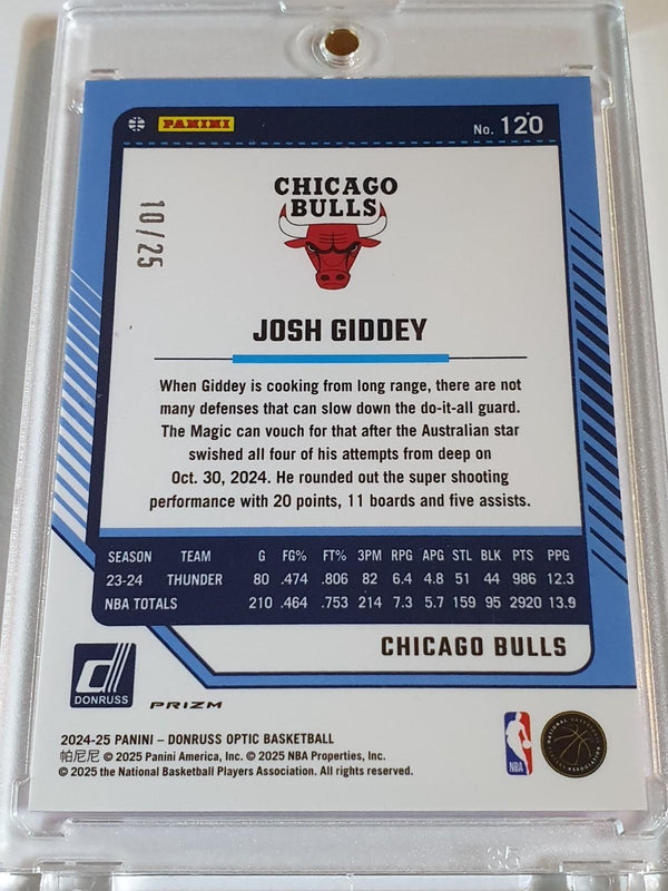 2024 Donruss Optic Josh Giddey #120 FAST BREAK PINK /25 Holo (Bulls) - Rare