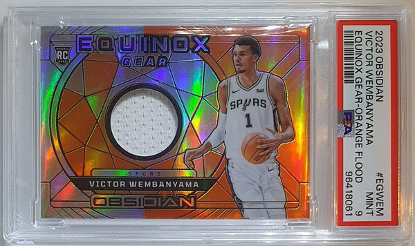 2023 Obsidian Victor Wembanyama Rookie #PATCH ORANGE FLOOD /99 Jersey RC - PSA 9