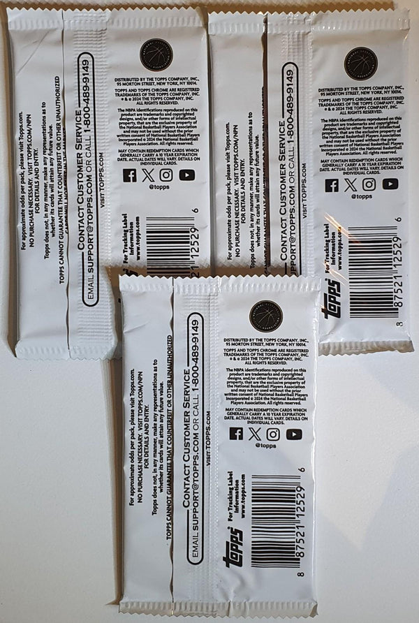 Lot of 3 x Packs of 2023-24 Topps Chrome Basketball Pack - Factory Sealed