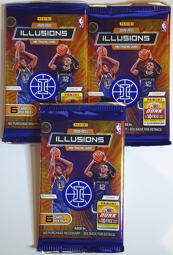 Lot of 3 x 2020-21 Panini Illusions Pack (LaMelo & Anthony Edwards RC?) - Sealed