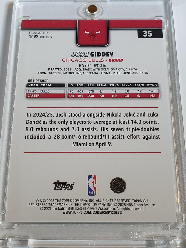 2025 Topps Flagship Josh Giddey #35 GOLD RAINBOW /50 Holo (Bulls) - Rare