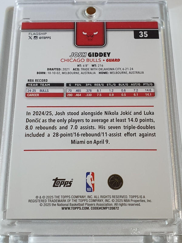 2025 Topps Flagship Josh Giddey #35 SEASON TIP OFF GOLD FOILBOARD /50 (Bulls)