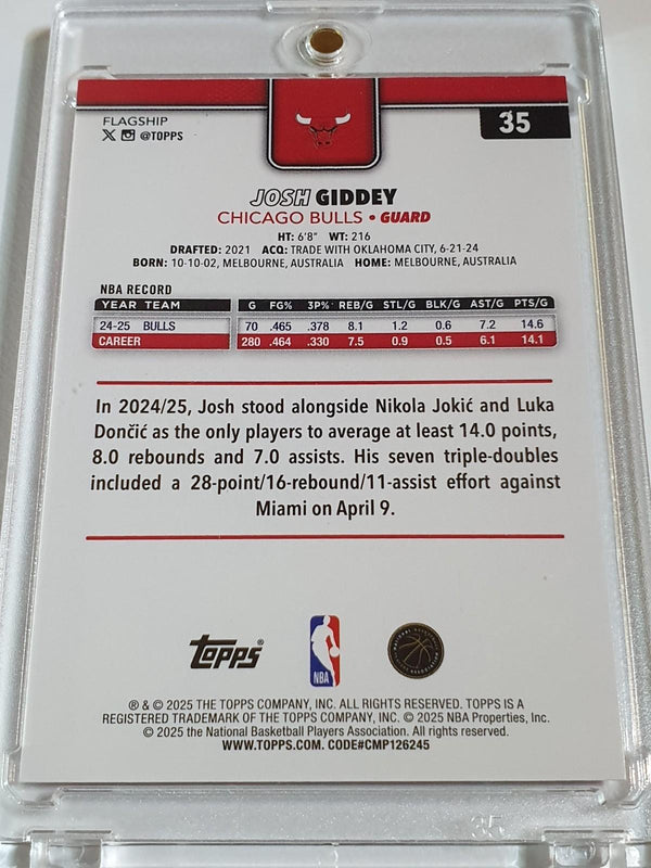 2025 Topps Flagship Josh Giddey #35 TEAM COLOR BORDER Holo (Bulls) - Rare