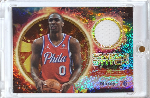 2025 Topps Basketball Tyrese Maxey #PATCH GOLD HOLO FOIL /50 Game Worn Jersey