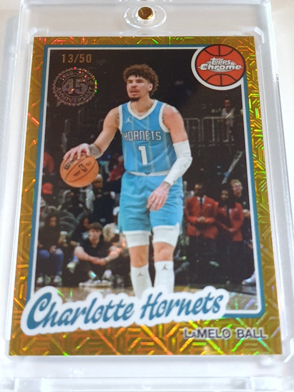2025 Topps Chrome LaMelo Ball #TC-LB GOLD MOJO REFRACTOR /50 Holo - Rare