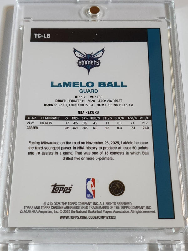2025 Topps Chrome LaMelo Ball #TC-LB GOLD MOJO REFRACTOR /50 Holo - Rare