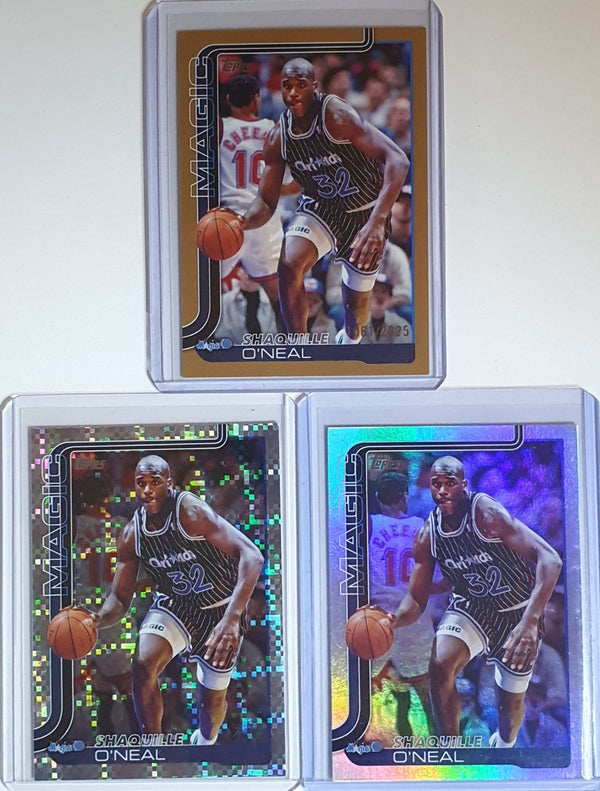 Lot 3 x 2025 Topps Basketball Shaquille O'Neal #260 Gold & Refractor Variants