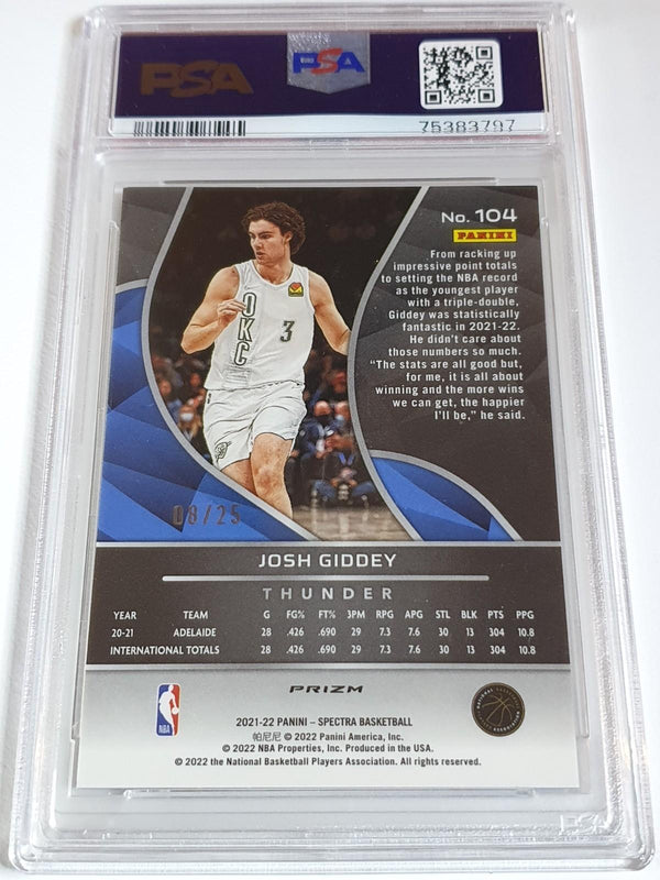 2021 Panini Spectra Josh Giddey Rookie #104 META /25 Holo RC - PSA 9 (POP 5)