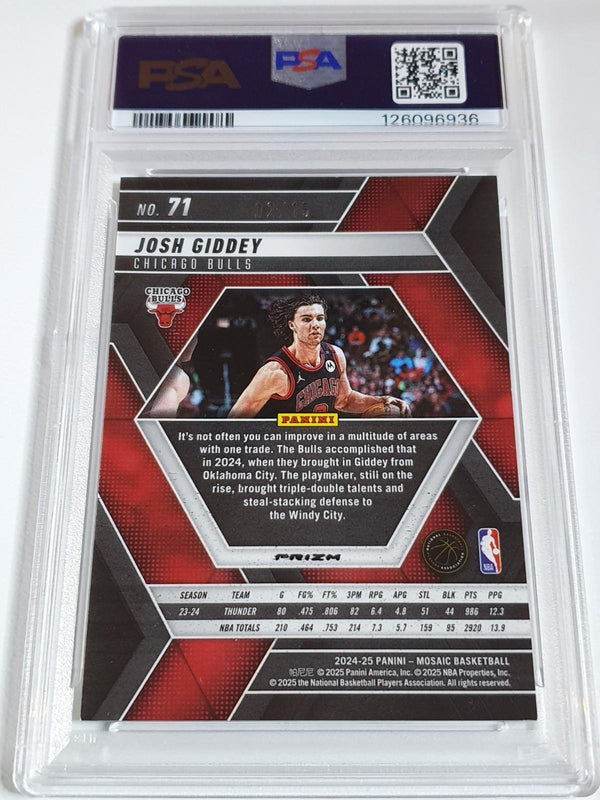 2024 Panini Mosaic Josh Giddey #71 TESSELLATION /15 Holo (Bulls) - PSA 9 (POP 1)
