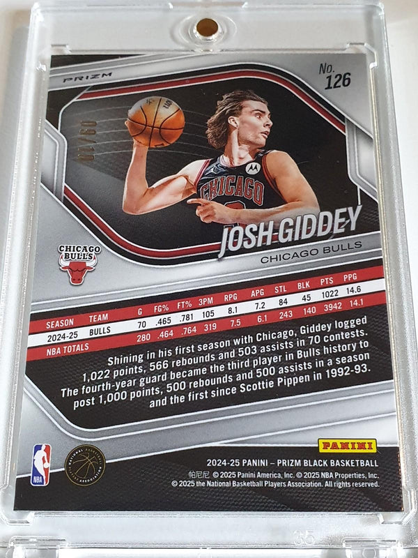 2024 Panini Prizm Black Josh Giddey #126 GOLD SHIMMER /10 Holo FOTL (Bulls)