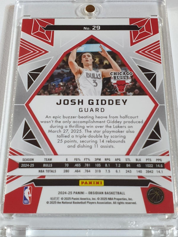 2024 Panini Obsidian Josh Giddey #29 GOLD FLOOD ELECTRIC ETCH /10 Bulls - Rare