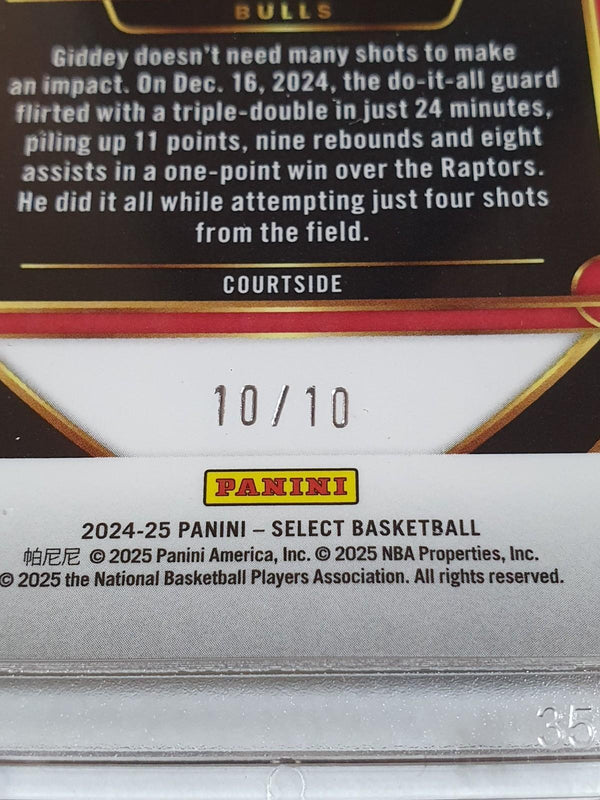2024 Panini Select Josh Giddey #238 WAVE GOLD /10 Holo (Bulls) - Ready to Grade