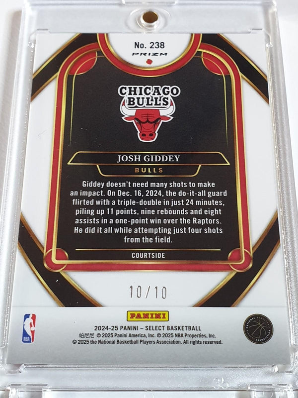 2024 Panini Select Josh Giddey #238 WAVE GOLD /10 Holo (Bulls) - Ready to Grade