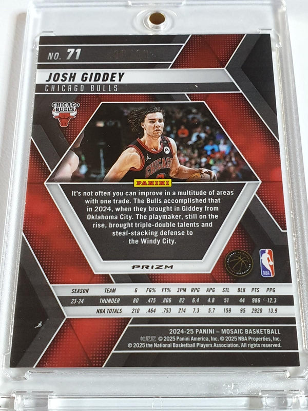 2024 Panini Mosaic Josh Giddey #71 GOLD SCOPE 10/10 Holo (Bulls) - Rare