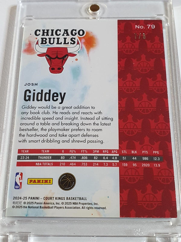 2024 Panini Court Kings Josh Giddey #79 OBSIDIAN /8 Holo Bulls - Ready to Grade
