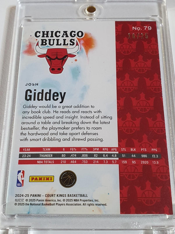 2024 Panini Court Kings Josh Giddey #79 SAPPHIRE /25 Holo Bulls - Ready to Grade