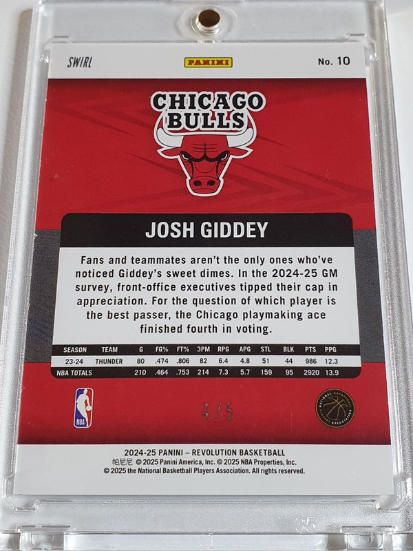 2024 Panini Revolution Josh Giddey #10 PURPLE SWIRL /5 Holo (Bulls) - Rare