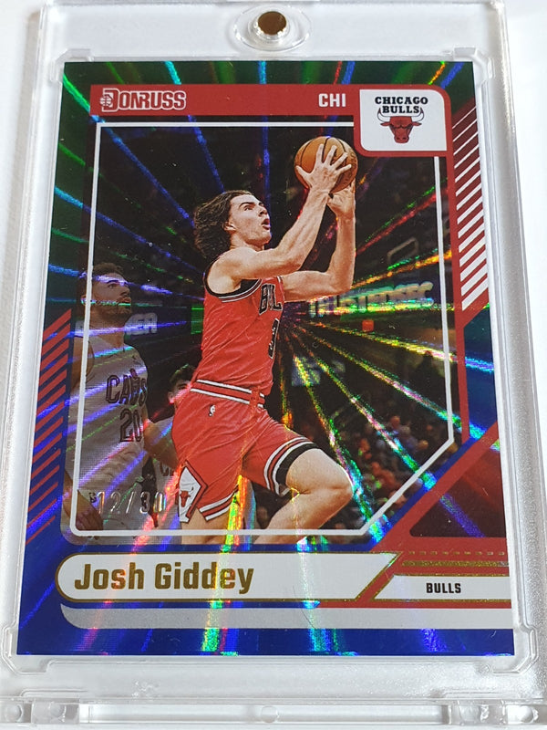 2024 Panini Donruss Josh Giddey #190 HOLO BLUE & GREEN LASER /30 (Bulls) - Rare